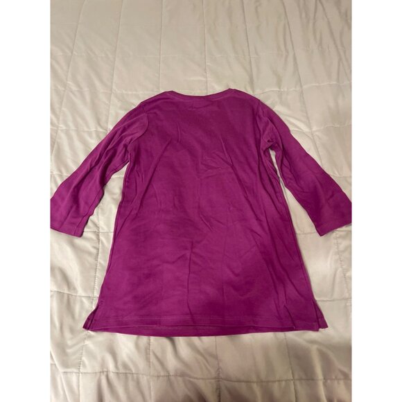Quacker Factory Womens XS Purple Tunic Top With Beaded Neckline 3/4 Sleeves Soft - Picture 2 of 3